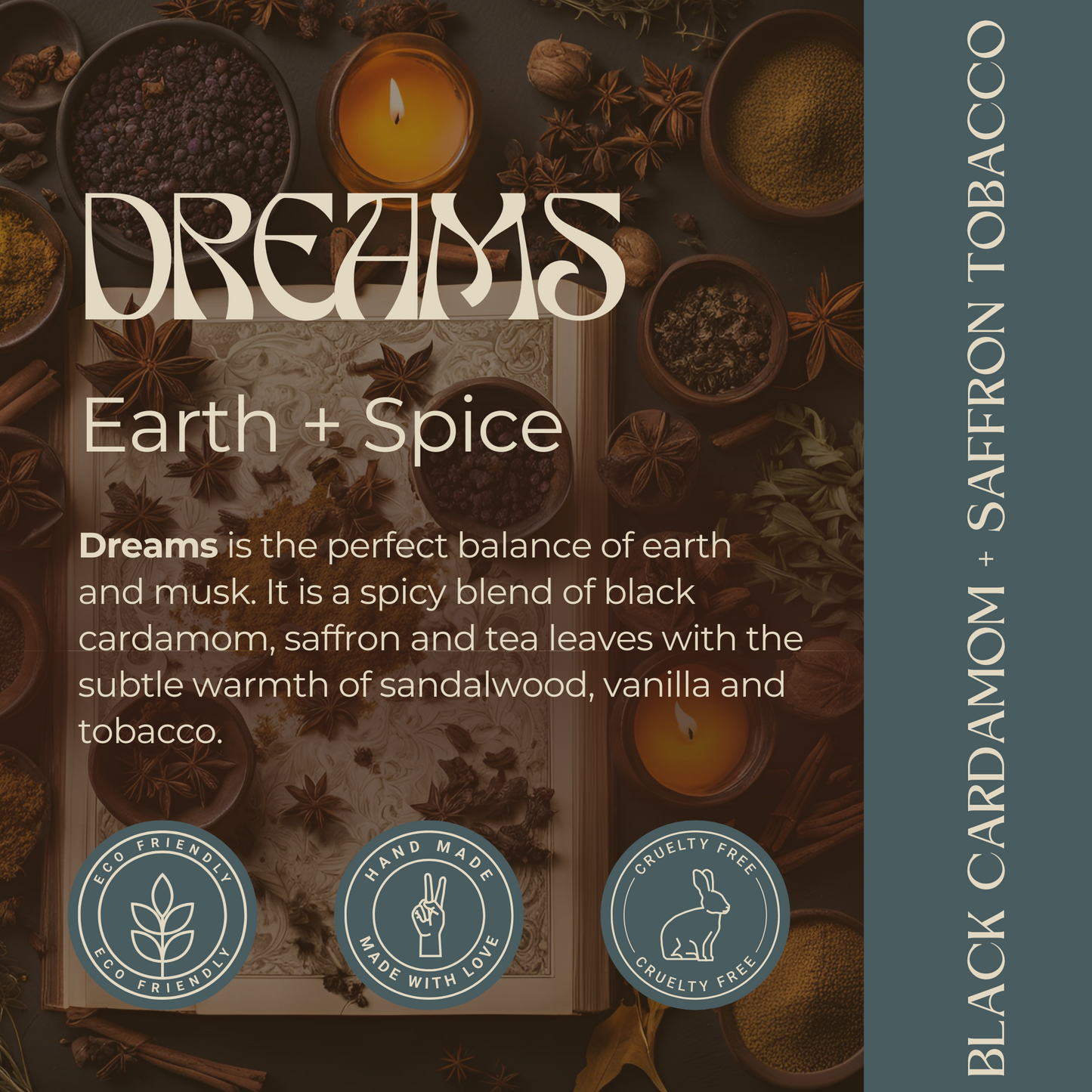 Dreams | Black Cardamom + Saffron Tobacco | Glass Jar