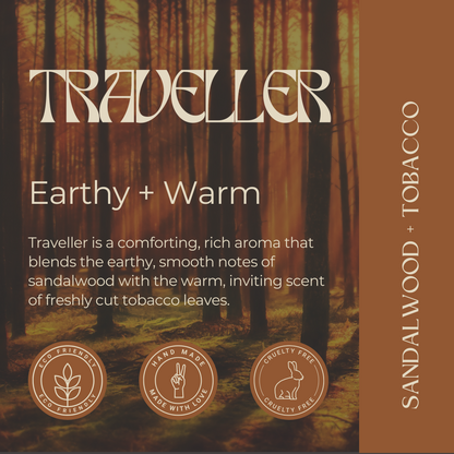 Traveller | Sandalwood + Tobacco | Glass Jar